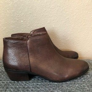 Sam Edelman Brown Black Textured Leather Petty Ankle Boot Womens 8M GUC